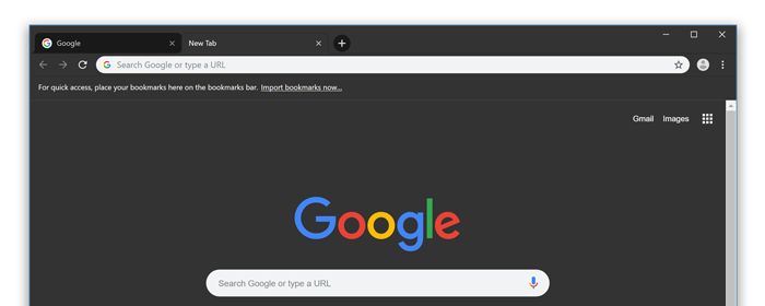Dark Chrome theme web browser screenshot