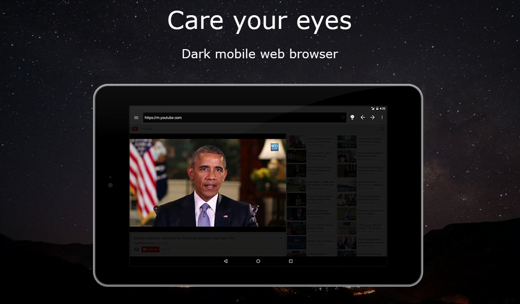 Turn Off the Lights for Android with video from Barack Obama
