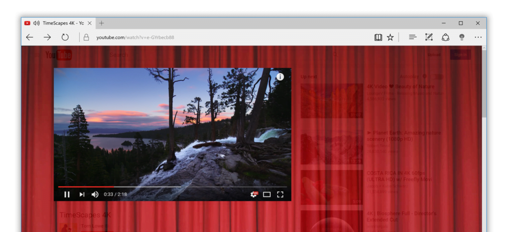  Turn Off the Lights for Microsoft Edge Cinema Background on YouTube