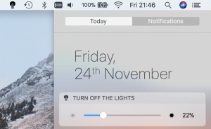 Brightness control from the macos notification sidebar