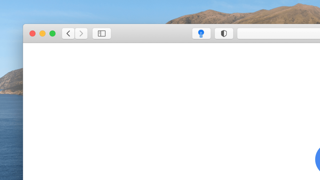 In Apple Safari web browser you will see the gray lamp button on your left side of the address bar