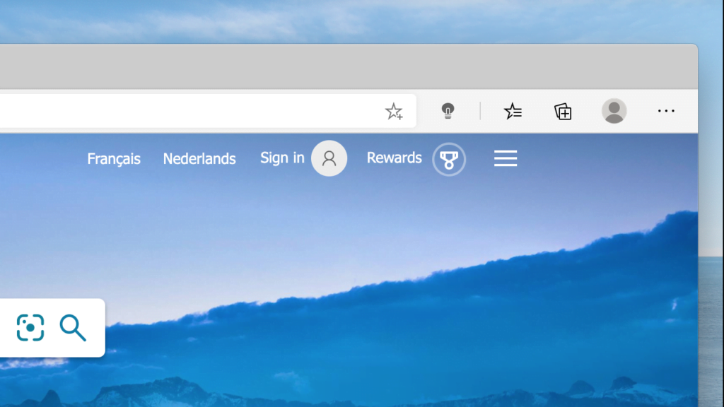 In Microsoft Edge you see the gray lamp button on the right of the address bar