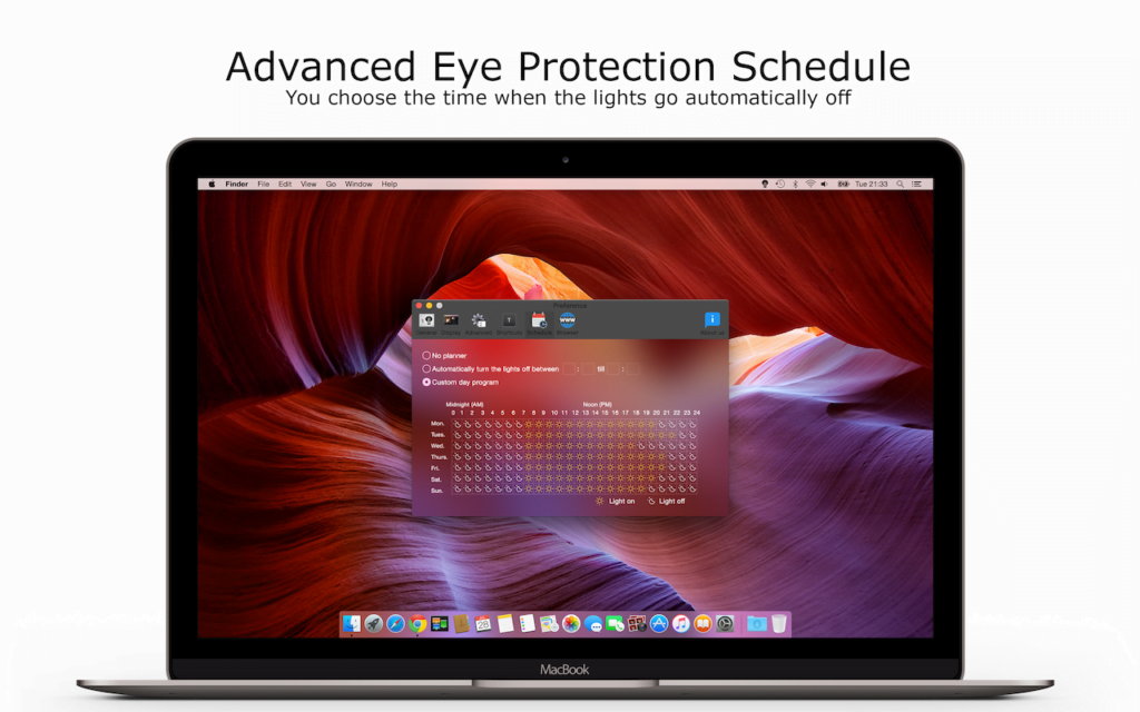 Advanced Eye Protection Schedule in the Turn Off the Lights for Desktop app