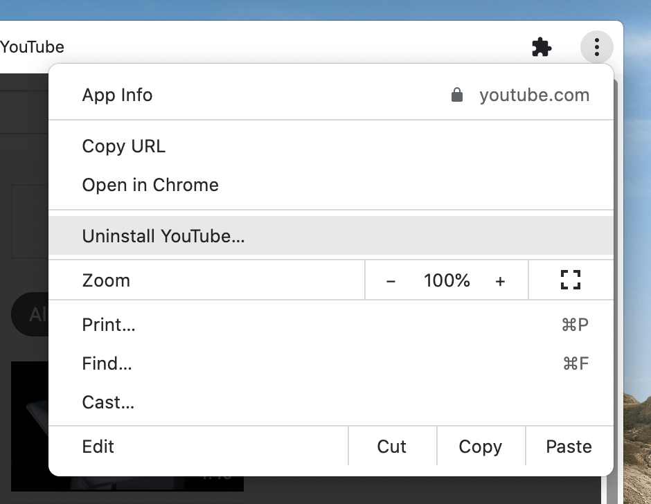 Uninstall YouTube app