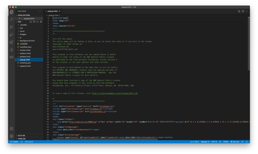 Visual Studio Code one of the Developer tools to use to build the Turn Off the Lights browser extension