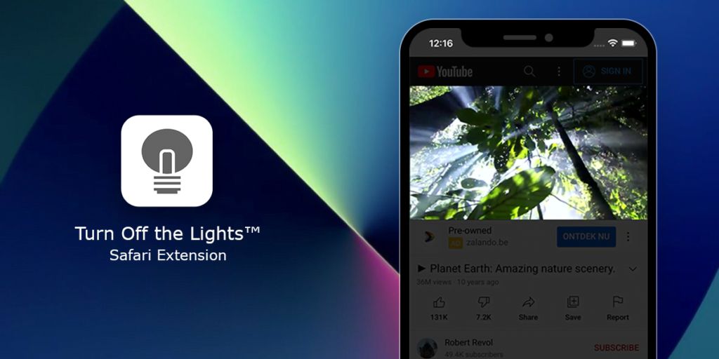 Turn Off the Lights Safari extension iOS 15