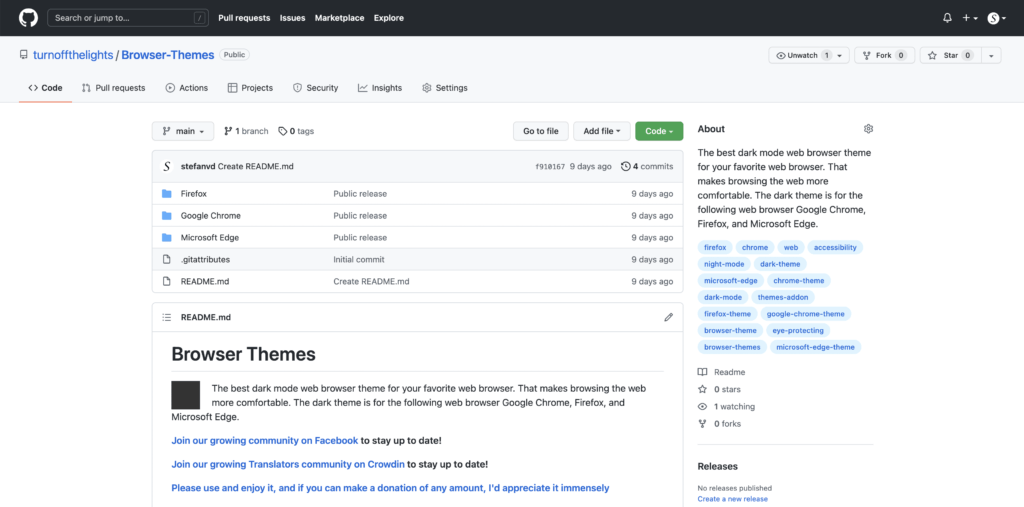 Top Dark & Black Themes available in the Open-Source Browser Themes Repository at Github
