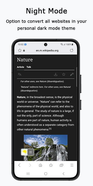 Night Mode on the Samsung Internet web browser