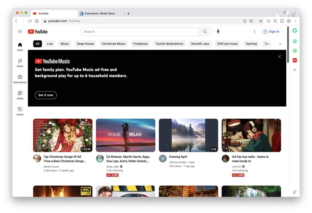 Naver Whale web browser with Naver Whale extensions