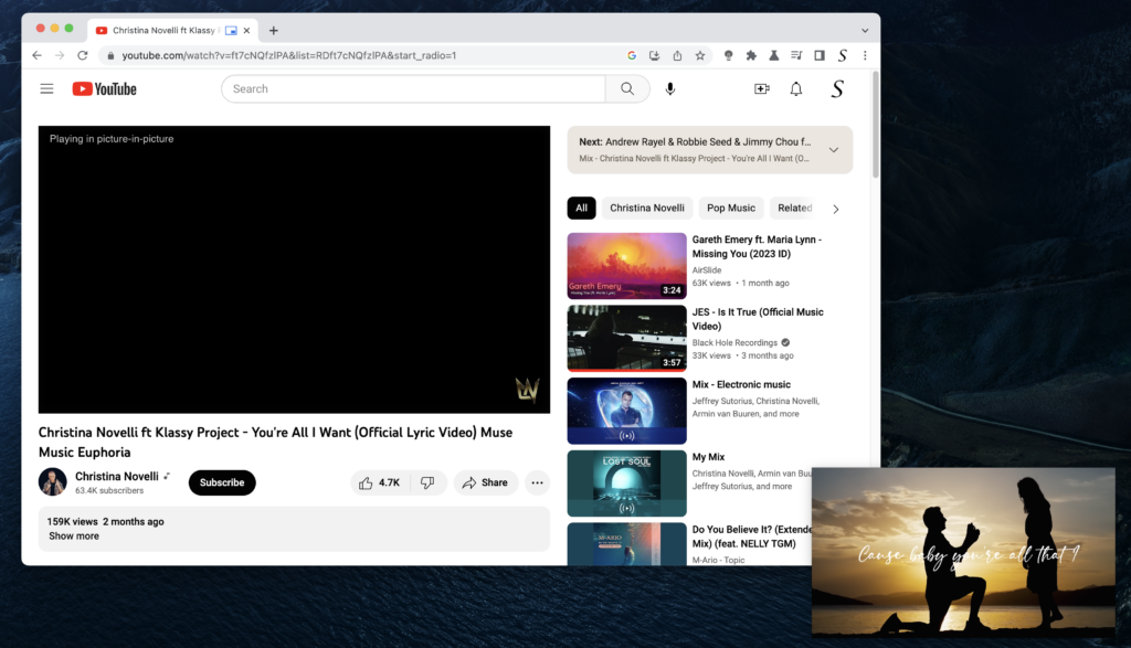 Picture-in-Picture Mode with the Turn Off the Lights Chrome extension beta