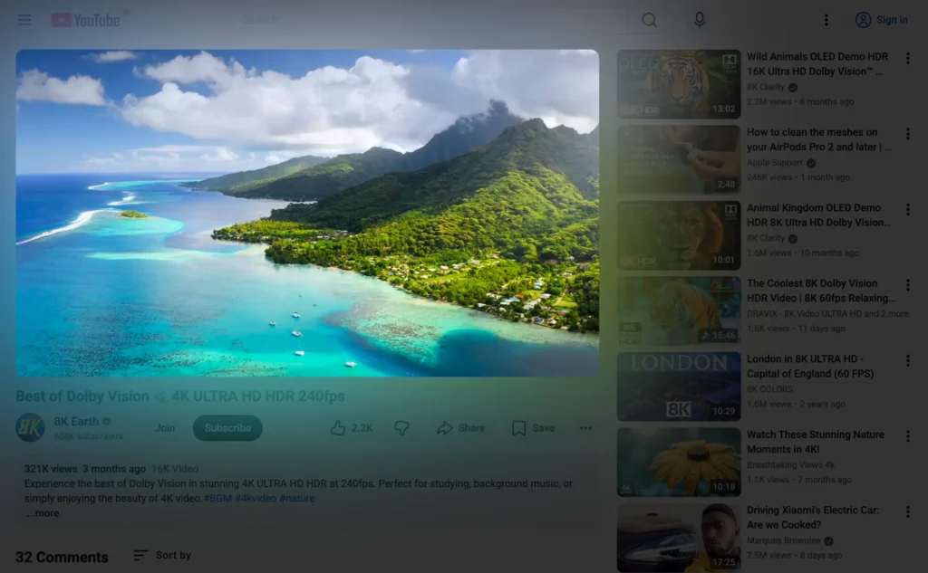 Shape the Future to improve the YouTube video experience of focus the YouTube video with a real atmospheric lighting effect