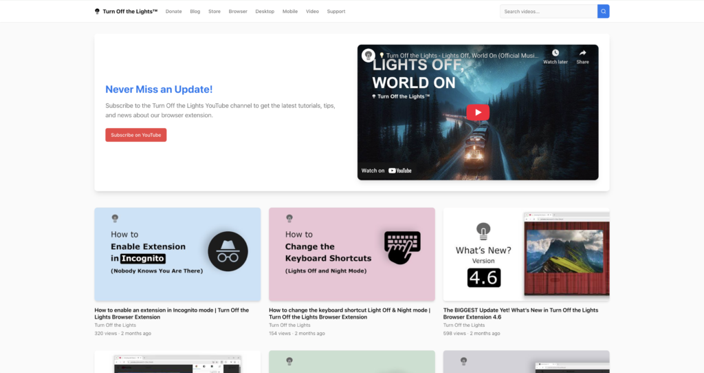 Turn Off the Lights Video Page