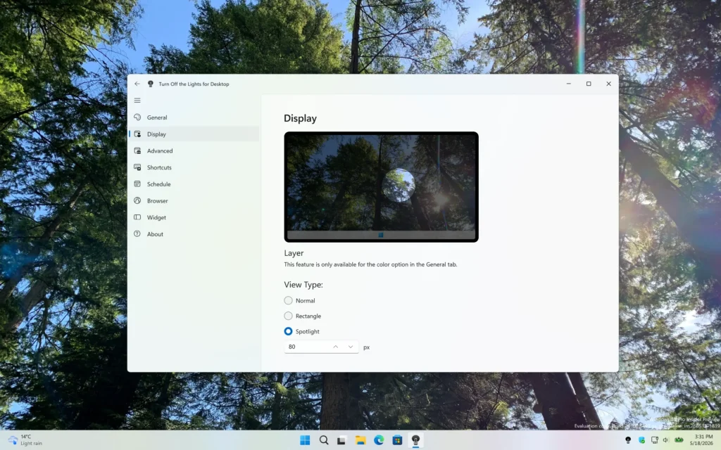 Focus Screen Dimmer Windows 11 app