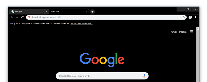 Black Chrome theme web browser screenshot