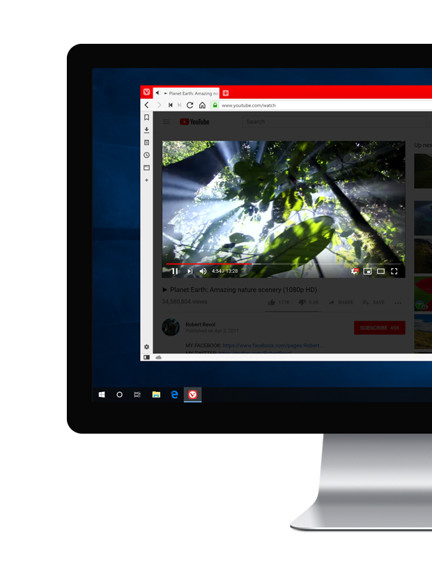 Vivaldi extension web browser screen