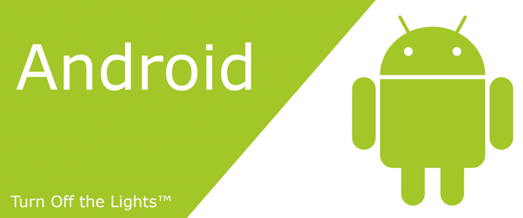 Apague las luces para la aplicación Android con el logotipo de Android