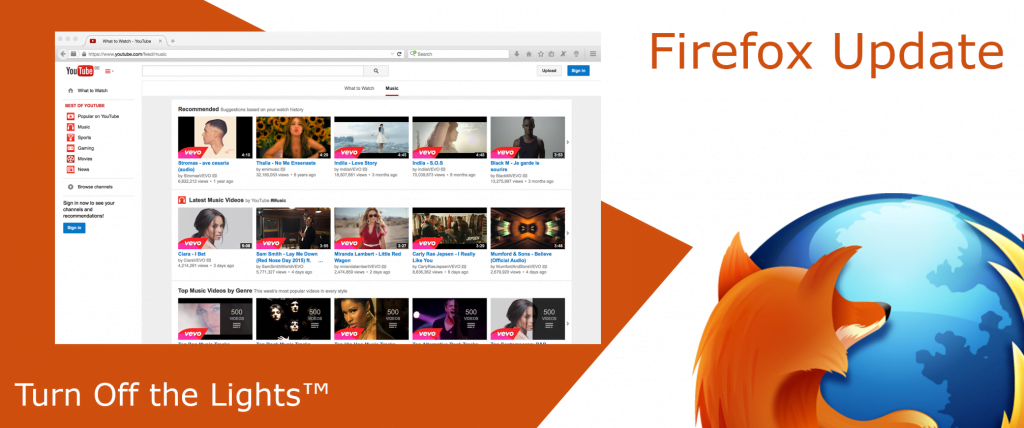 Turn Off the Lights extension Firefox update