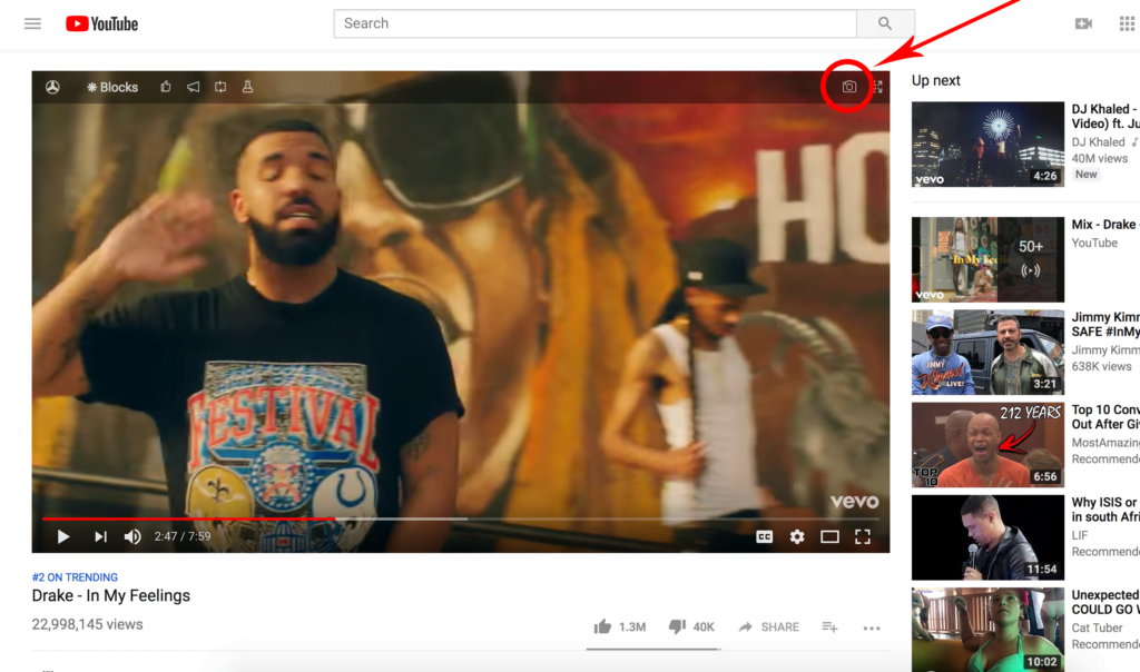 With the camera icon, you know how to take a screenshot on YouTube
