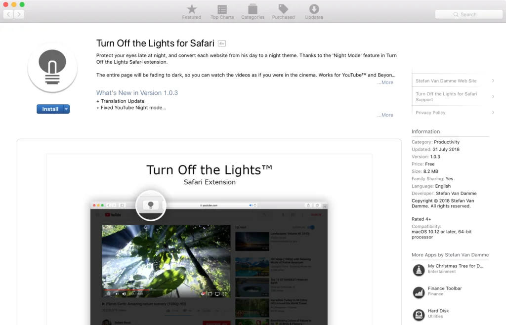 Turn Off the Lights for Safari - Safari App Extension