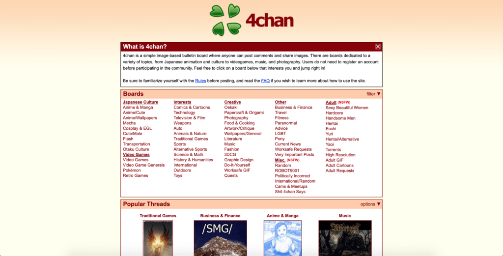 Sitio web regular de 4chan