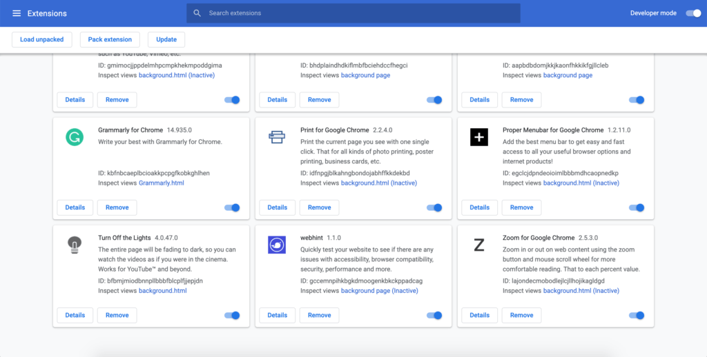 Chrome 扩展程序概述页面可打开“关闭灯光选项”页面