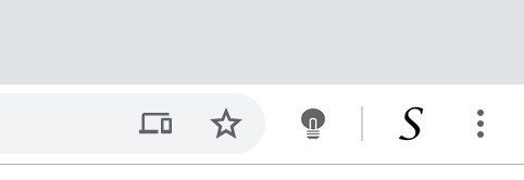 The TOtL lamp icon in the Google Chrome web browser also better know as the gray lamp button