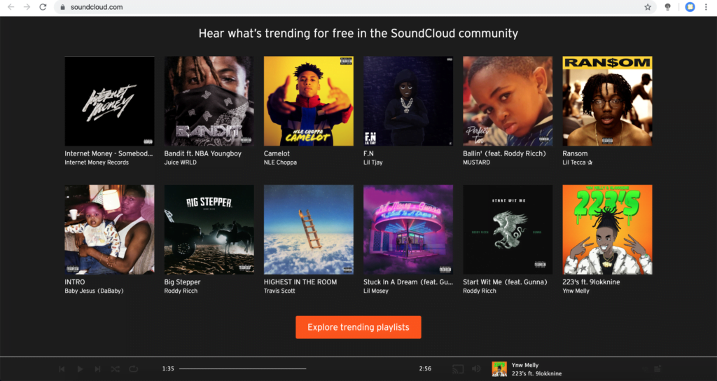 Dark mode on SoundCloud with the Turn Off the Lights browser extension