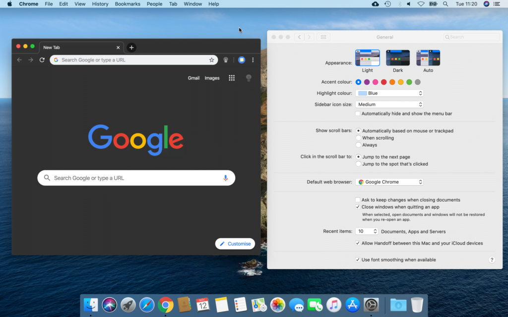 macOS Catalina Chrome Dark Mode