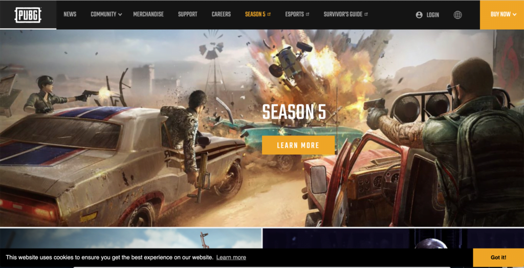 Night Mode on PUBG website