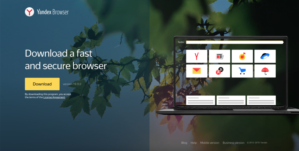 Yandex browser is the new fast and secure browser using the Chromium engine