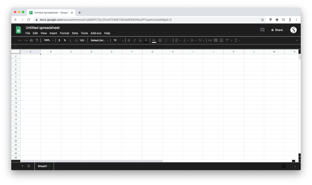 Google Sheets Dark Mode with the free Turn Off the Lights browser extension