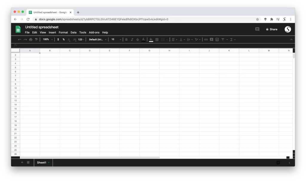 Google Sheets Dark Mode mit der kostenlosen Browsererweiterung Turn Off the Lights