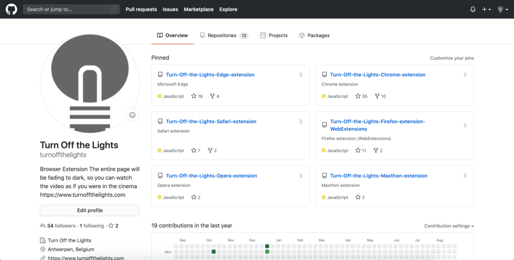 Track and alayse all the Turn Off the Lights Open-Source browser extension