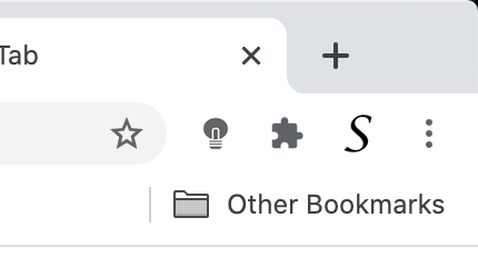 Bouton de lampe gris visible à gauche de l'icône de puzzle d'extension dans la barre d'outils de votre navigateur Web Google Chrome