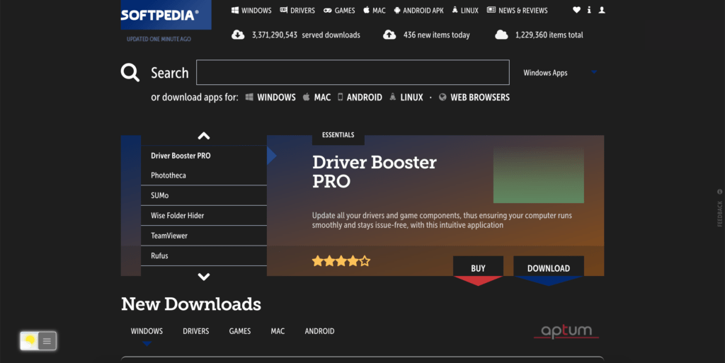 Softpedia Dark Mode website version