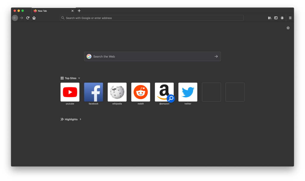Dark Theme for Firefox installed in the Firefox web browser