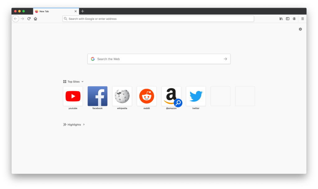 Default light theme in the Firefox web browser