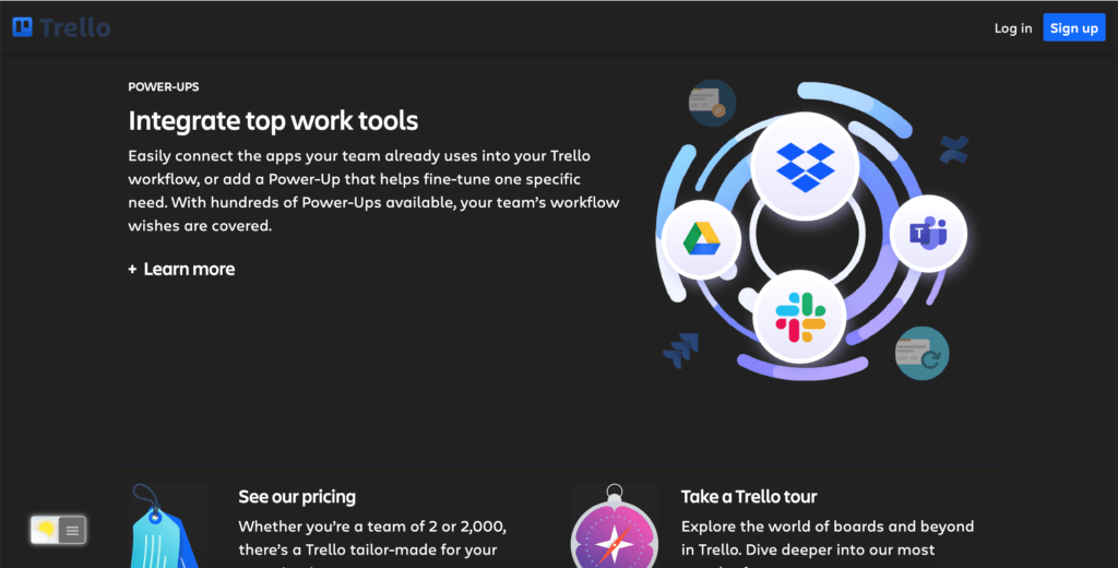 Trello Dark Mode website with the Turn Off the Lights browser extension