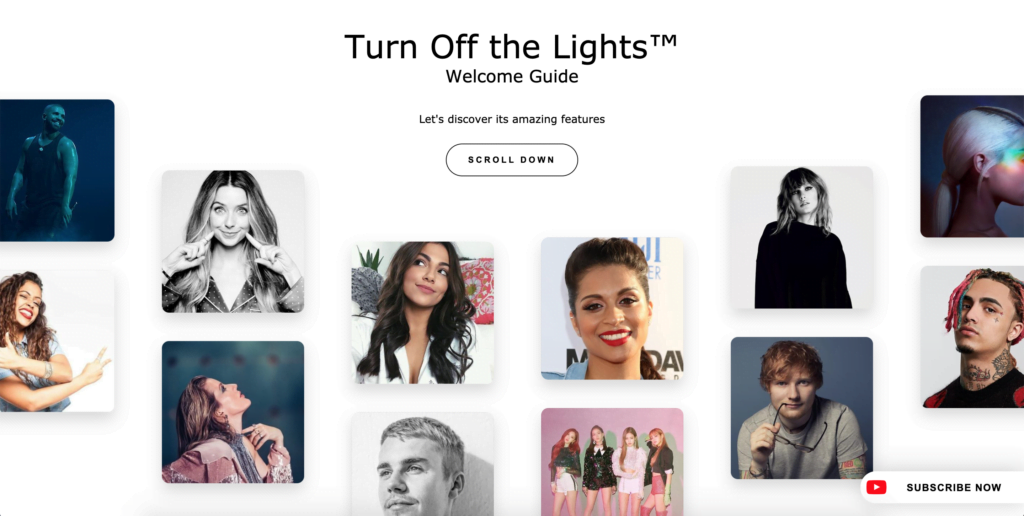 Welcome Guide of the Turn Off the Lights browser extension