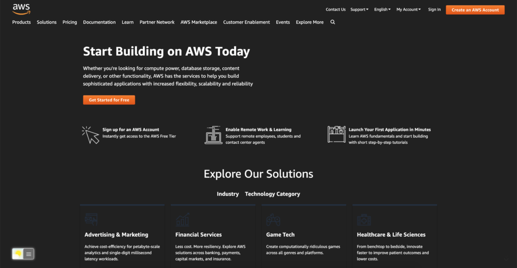 AWS Dark Mode with the free Turn Off the Lights browser extension