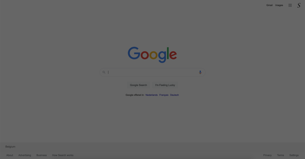 Reduced brightness on the Google search page in the Google Chrome web browser