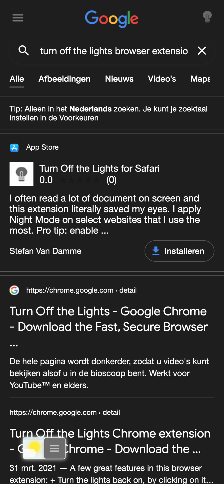 safari app night mode