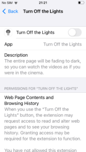 Here is how to enable a Safari extension on iOS 15 for the Turn Off the Lights Safari
