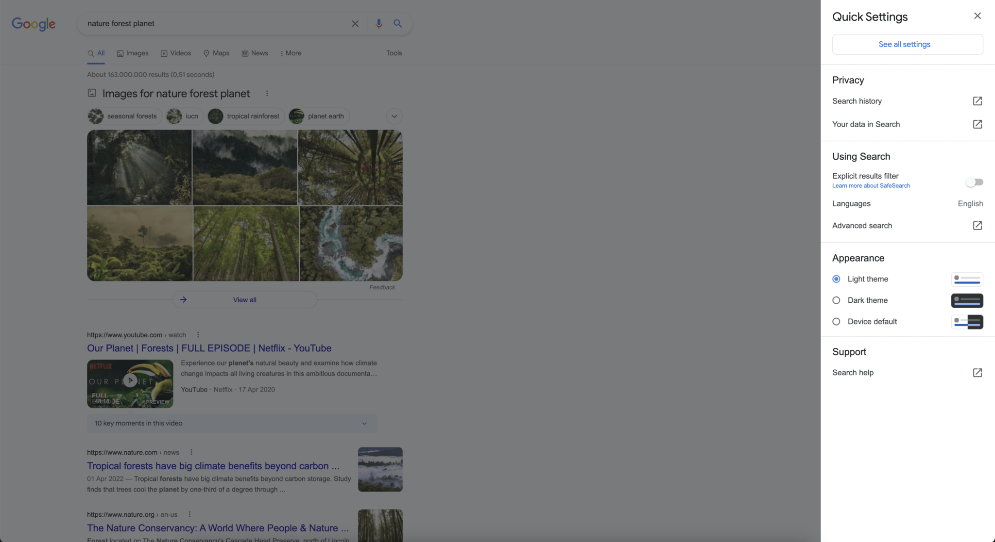 My Google Chrome app has Dark Mode enabled but Google search results is ...