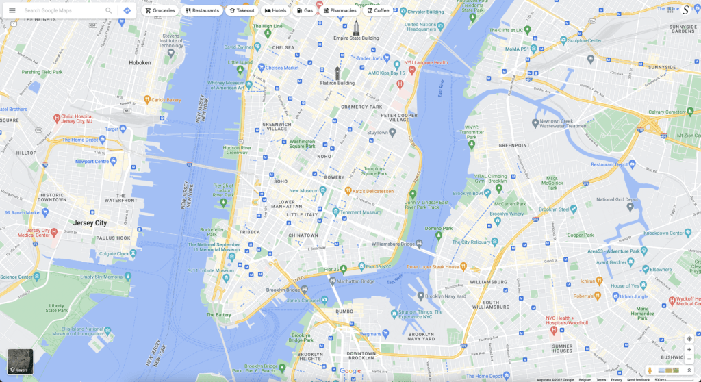 Sitio web de escritorio de Google Maps