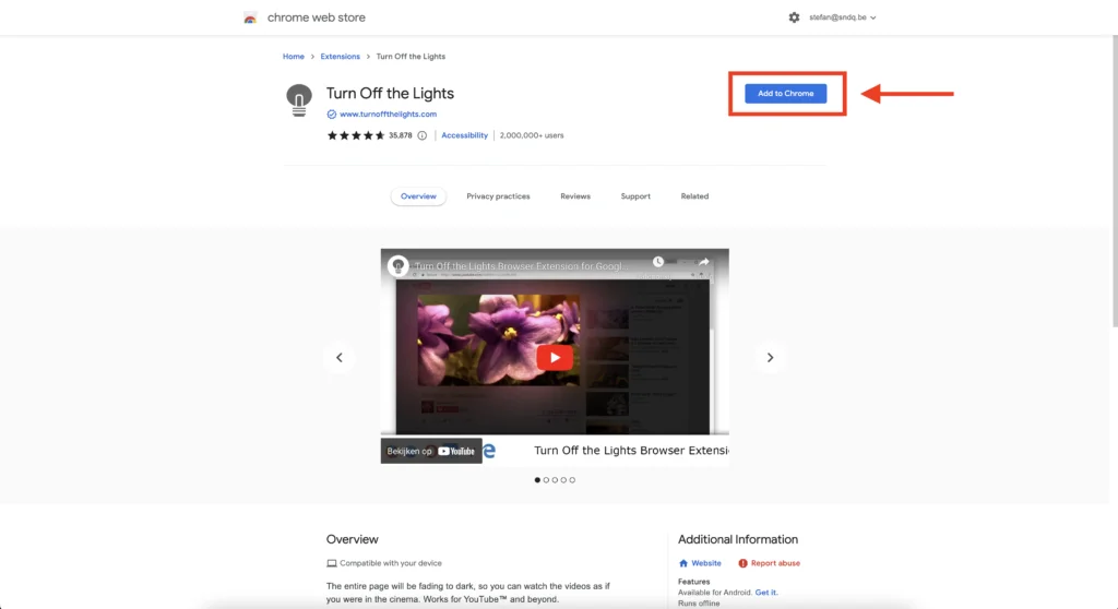 Blaue Schaltfläche "Zu Chrome hinzufügen", um die Chrome-Erweiterung in Ihrem Chrome-Webbrowser zu installieren