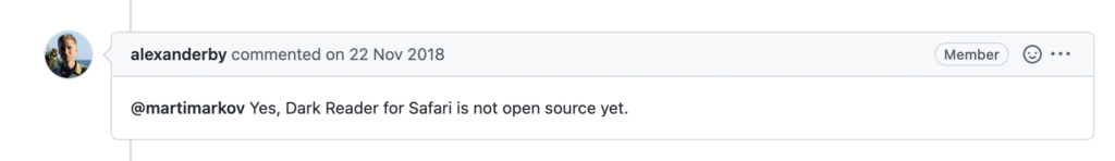 El desarrollador de Dark Reader dijo que Dark Reader para Safari no es gratuito ni de código abierto