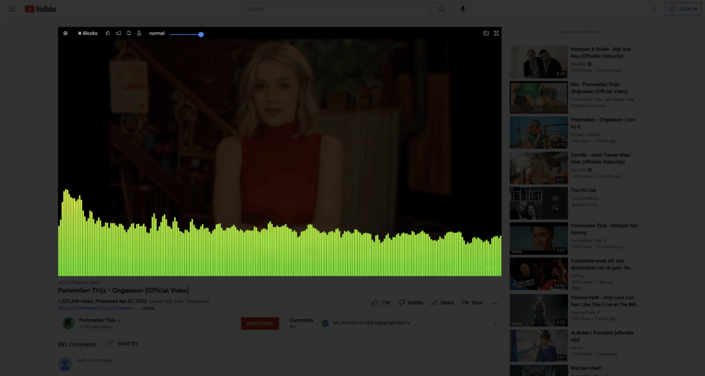 Blocks Audio visualizer for YouTube