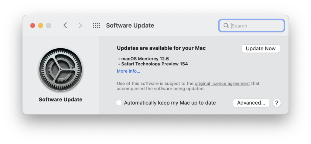 macOS Software Update to get Safari is up-to-date