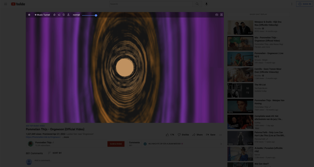 Music Tunnel Audio visualizer for YouTube